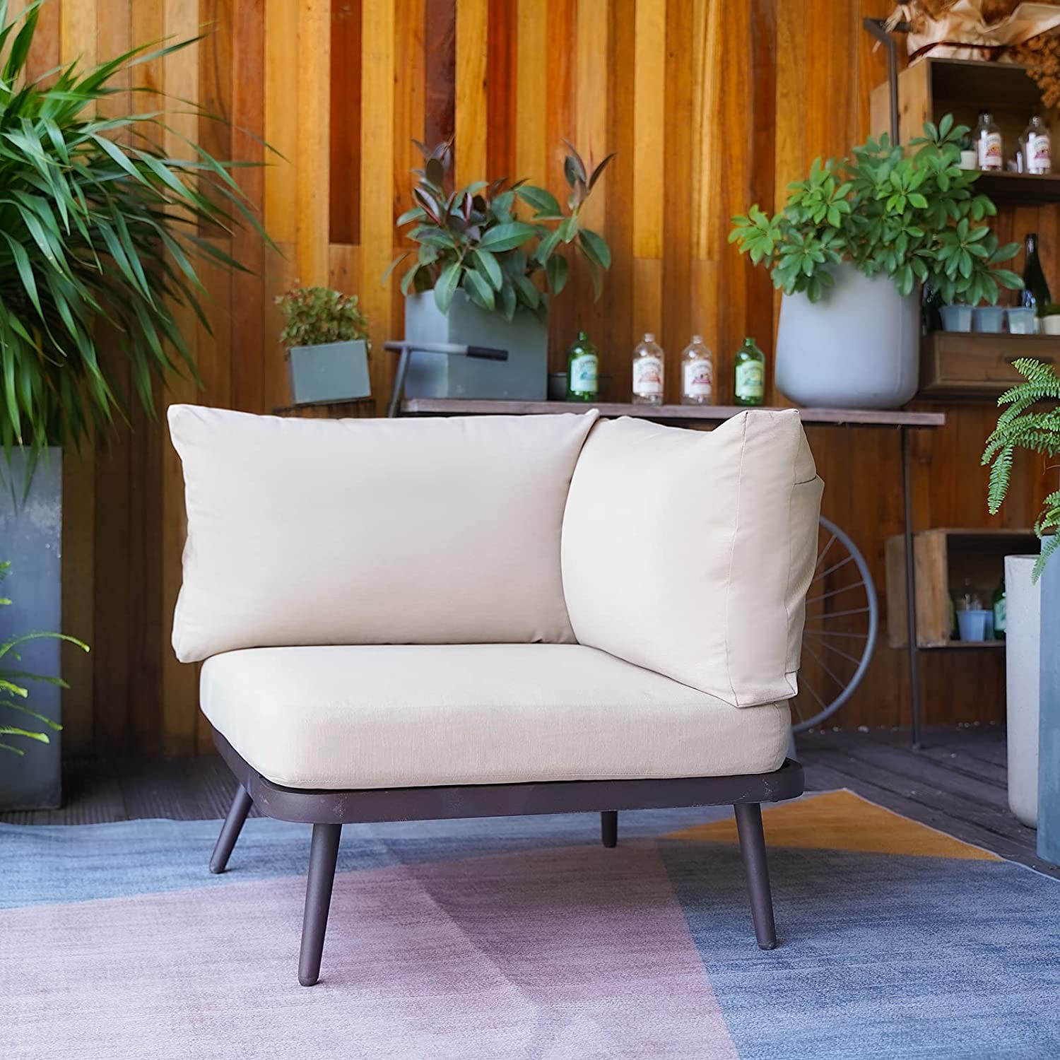 BLUU garden furniture corner sofa set outdoor multiple combination dialogue set with cushions and dust cover/weather resistance, rust prevention/easy to assemble