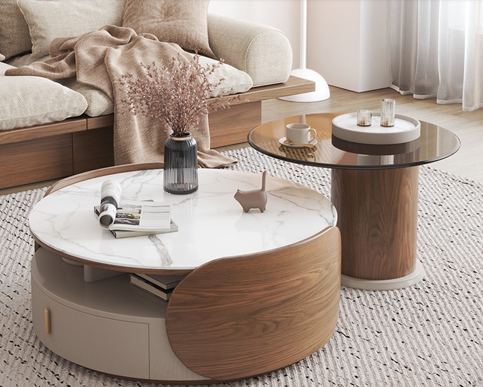 round coffee table coffee table living room household two-piece set