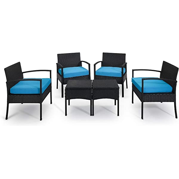 PROHIKER 3 PCS Patio Rattan Conversation Chair Set, 3 PCS Patio Wicker Rattan Furniture Set, Patio Wicker Rattan Table Red