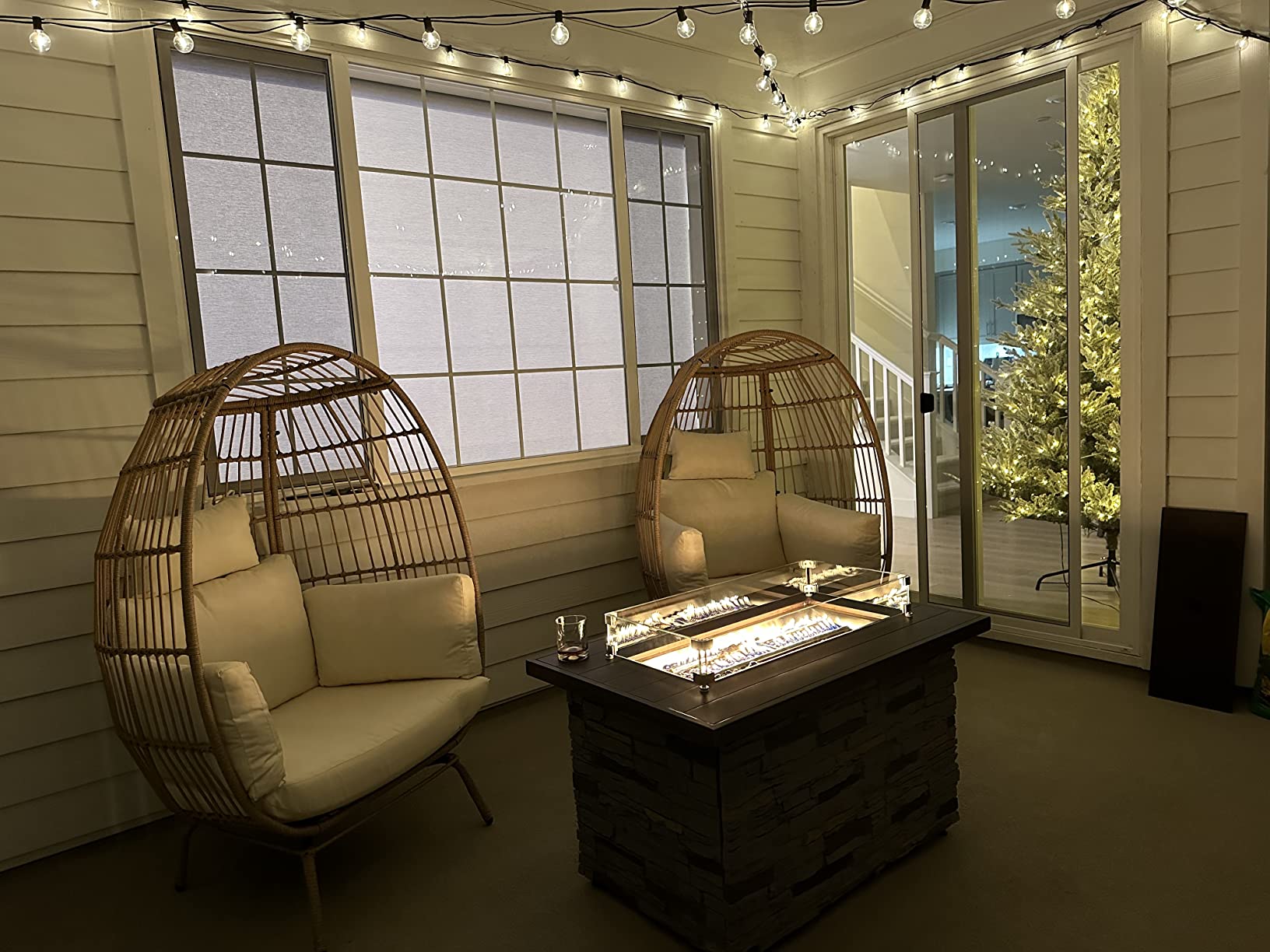 【Furniture】Wicker Egg Chair Outdoor Indoor Oversized Lounger with Stand and Cushions Egg Basket Chair