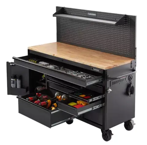 Heavy duty 61 wide 10 drawer, 1 deep 1 door toolbox mobile workbench