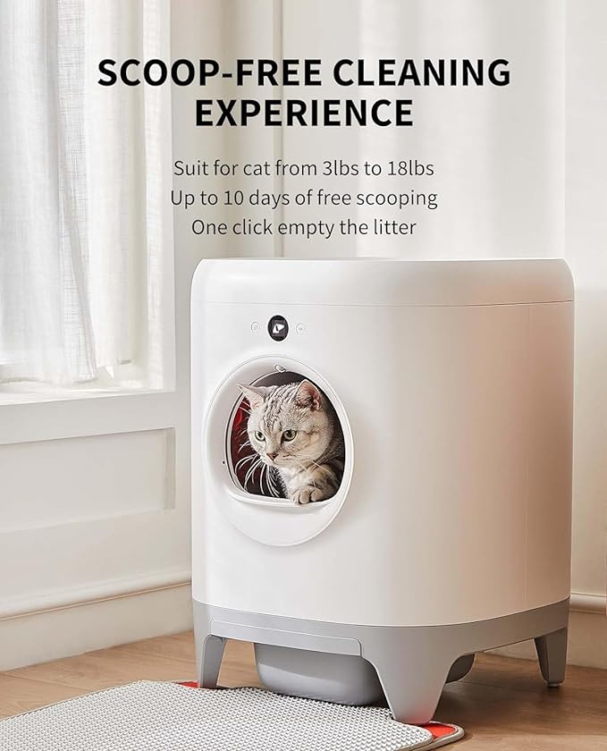PETKIT Self Cleaning Cat Litter Tray, PURA X Automatic Cat Litter Tray with 60L Large Capacity, Odor Control Smell Free, xSecure, APP Control Smart Robot Litter Box for Multiple Cats with Mat & Liners