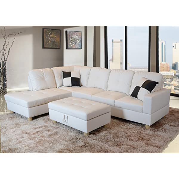 Beverly Fine Funiture Sectional Sofa Set, 92A White