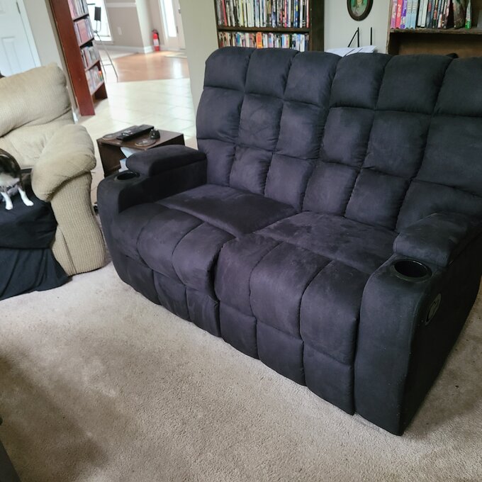 【Furniture】Grigor 57.5'' Wide Home Theater Loveseat with Cup Holder
