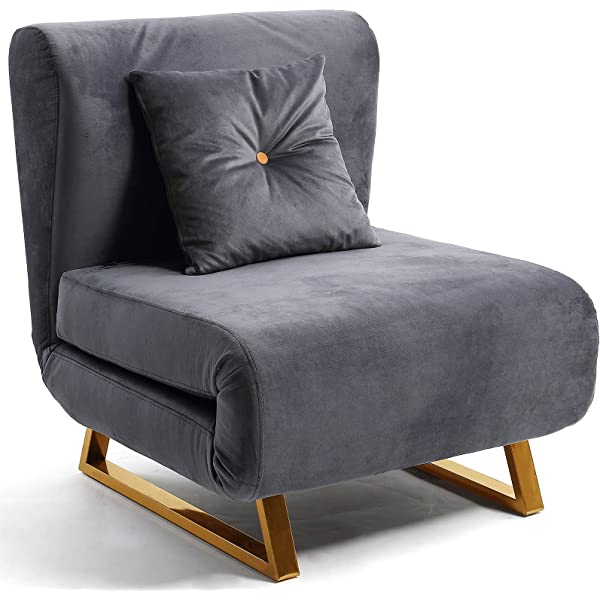 Aixsponsa Convertible Folding Sofa Bed,Modern Multi Function Sleeper Sofa,Breathable Linen Metal Frame Small Futon Sofa Bed for Living Room,Grey