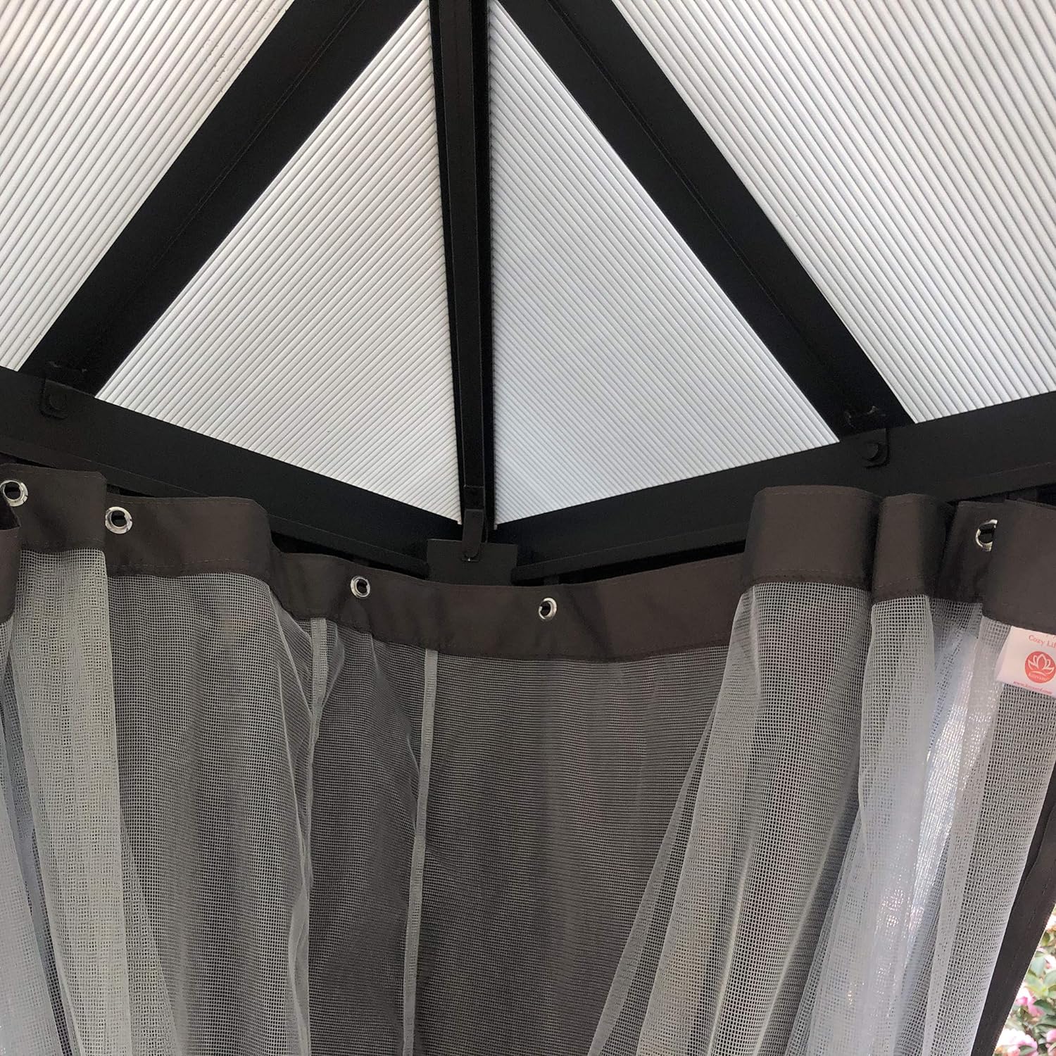 Kozyard 10' x 12' Hard Top Gazebo, Permanent Outdoor Aluminum Patio Gazebo with Aluminum Composite Polycarbonate Canopy for Yard Lawn and Garden, Includes Curtain and Netting (Edward 10' x 12')