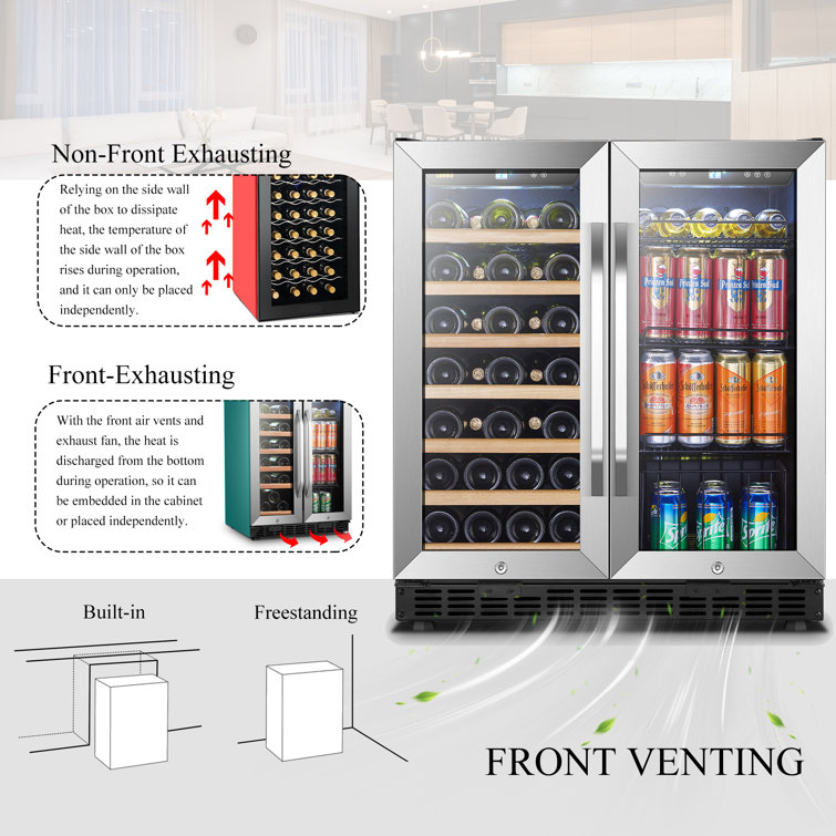 33 Bottle and 70 Can Freestanding Refrigeration Dual Zone Freestanding/Built-In Wine & Beverage Refrigerator (Part number: LW3370B)