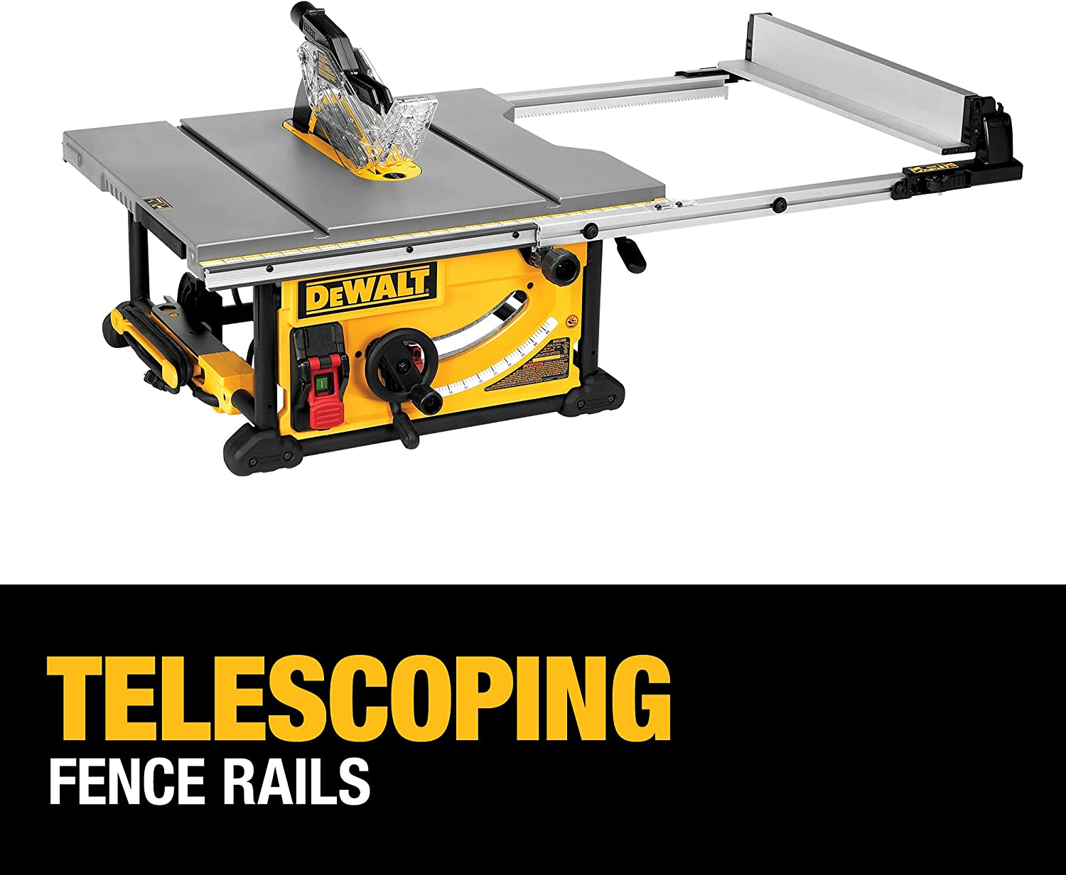 DEWALT 10 Inch Table Saw, 32-1/2 Inch Rip Capacity, 15 Amp Motor, With Rolling/Collapsible Stand (DWE7491RS)