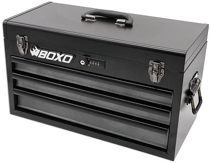 BOXO USA Heavy Duty Toolbox 103 Piece MotoBox Tool Box with Locking System - Black
